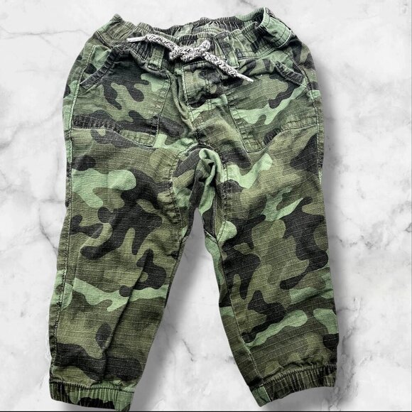 Baby Gap Camo Print Pants With Elastic Waist & Drawstring Size 18-24 Months Gre - Picture 1 of 12